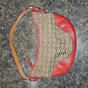 Red and brown small Coach  purse shoulder bag A3K- 6351